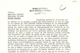 [Carta] 1953 ago. 29, Gualeguaychú, E[ntre] Ríos, [Argentina] [a] Gabriela Mistral, Embajada chilena, Milan, Italia