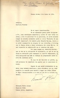 [Carta] 1954 jul. 2, Buenos Aires [a] Gabriela Mistral