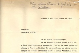 [Carta] 1954 jul. 2, Buenos Aires [a] Gabriela Mistral