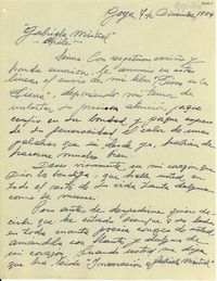 [Carta] 1954 dic. 7, Goya, Corrientes, Argentina [a] Gabriela Mistral, Chile