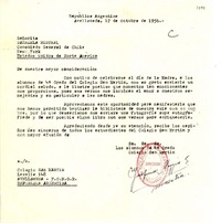 [Carta] 1956 oct. 17, Avellaneda, Argentina [a] Gabriela Mistral, Consulado General de Chile, New York, [EE.UU.]