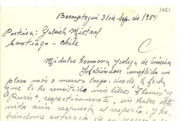[Carta] 1954 sept. 31, Buenos Aires [a] Gabriela Mistral, Santiago de Chile