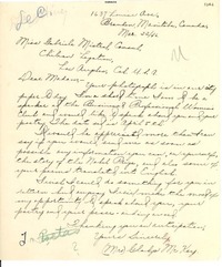 [Carta] 1946 Mar. 22, Brandon, Manitoba, Canadá [a] Gabriela Mistral, Los Angeles, California, [EE.UU.]