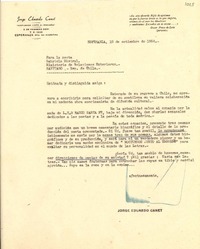 [Carta] 1954 sept. 18, Santa Fe [a] Gabriela Mistral, Santiago