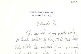 [Carta] 1947, Allamuchy, New Jersey, [EE.UU.] [a] Gabriela Mistral