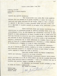 [Carta] 1952, ene. 3, Buenos Aires [a] Gabriela Mistral, Génova, Rapallo, Italia