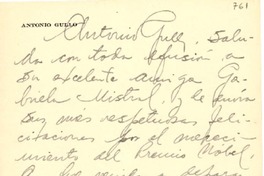 [Tarjeta] 1945, nov. 16, Buenos Aires [a] Gabriela Mistral