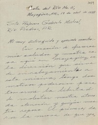 [Carta] 1933 abr. 1, Puerto Rico [a] Gabriela Mistral, Puerto Rico
