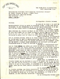 [Carta] 1953, dic. 31, Eva Perón, Argentina [a] Gabriela Mistral, Roma, Italia