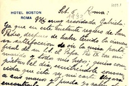 [Carta] [1933?] febr. 6, Roma, [Italia] [a] Gabriela [Mistral]
