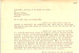 [Carta] 1934 ene. 13, Traiguén [a] Gabriela Mistral, Madrid