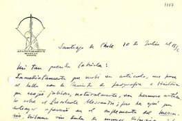 [Carta] 1936 jul. 10, Santiago, Chile [a] Gabriela [Mistral]