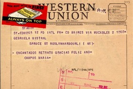 [Telegrama] 1954, ene. 2, Buenos Aires [a] Gabriela Mistral, Nueva York