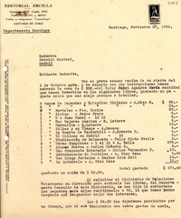 [Carta] 1935 nov. 27, Santiago [a] Gabriela Mistral, Madrid