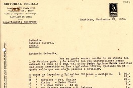 [Carta] 1935 nov. 27, Santiago [a] Gabriela Mistral, Madrid