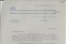 [Carta] 1949 ago. 3, [París] [a] Gabriela Mistral, Los Ángeles, California