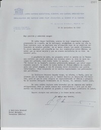 [Carta] 1949 jun. 27, [París] [a] Gabriela Mistral, Veracruz, México