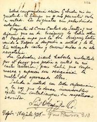 [Carta] 1938 jul. 18, Valparaíso, [Chile] [a] Gabriela Mistral, Lima, [Perú]