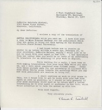 [Carta] 1947 mar. 20, Baltimore, Maryland, [EE.UU.] [a] Gabriela Mistral, Monrovia, California, [EE.UU.]