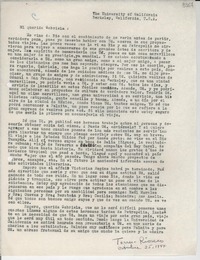 [Carta] 1944 oct. 25, Berkeley, California [a] Gabriela Mistral
