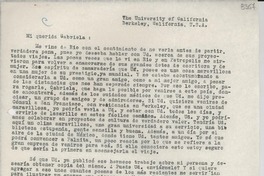 [Carta] 1944 oct. 25, Berkeley, California [a] Gabriela Mistral