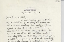 [Carta] 1947 sept. 23, Baltimore, Maryland, [EE.UU.] [a] [Gabriela] Mistral