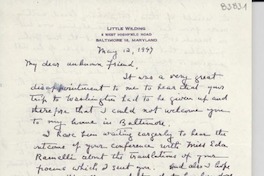 [Carta] 1947 mayo 12, Baltimore, Maryland, [EE.UU.] [a] [Gabriela Mistral]