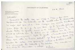 [Carta] [1947] abr. 23, [Berkeley, EE.UU.] [a] Gabriela Mistral