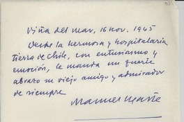[Carta] 1945 nov. 16, Viña del Mar, [Chile] [a] [Gabriela Mistral]
