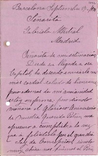 [Carta] 1933 sep. 17, Barcelona, España [a] Gabriela Mistral, Barcelona, [España]