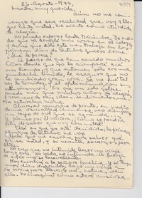 [Carta] 1944 ago. 26, Santiago, [Chile] [a] Gabriela [Mistral]