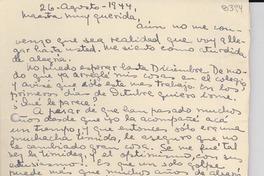 [Carta] 1944 ago. 26, Santiago, [Chile] [a] Gabriela [Mistral]