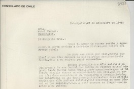 [Carta] 1945 dic. 23, Petrópolis [a] Mabel Vernon, Washington