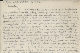[Carta] 1951 oct. 22, Santiago, [Chile] [a] [Gabriela Mistral]