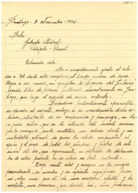 [Carta] 1942 nov. 3, Santiago, [Chile] [a] Gabriela Mistral, Petrópolis, Brasil