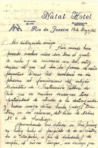 [Carta] 1942 mayo. 13, Río de Janeiro [a] Gabriela Mistral, Petrópolis