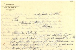 [Carta] 1942 jun. 14, Santiago [a] Gabriela Mistral, Niteroi, [Brasil]
