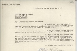 [Carta] 1946 ene. 21, Petrópolis [a] Niñitos del 5to grado Escuela No 13, Buenos Aires