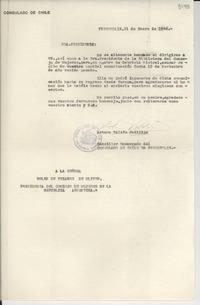 [Carta] 1946 ene. 21, Petrópolis [a] Belén de Tezanos de Olivos, Presidenta del Consejo de Mujeres de la República Argentina