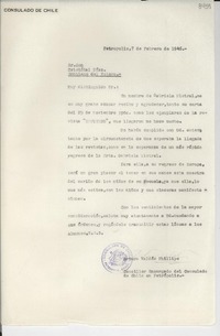 [Carta] 1946 feb. 7, Petrópolis [a] Cristóbal Díaz, Santiago del Estero