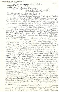 [Carta] 1943 mayo 19, Molina, Chile [a] Lucila Godoy Alcayaga, Petrópolis, Brasil