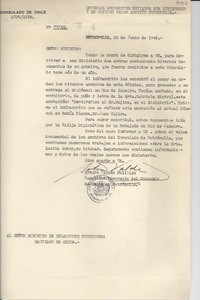 [Carta] 1946 jun. 22, Petrópolis, [Brasil] [al] Ministro de Relaciones Exteriores, Santiago, Chile