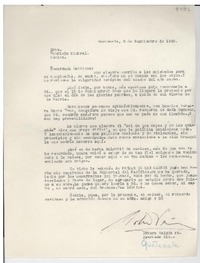 [Carta] 1950 sept. 8, Guatemala [a] Gabriela Mistral, México