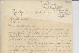 [Carta] 1950 ago. 21, Pisco Elqui, [Chile] [a] Gabriela Mistral, México
