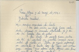 [Carta] 1951 mayo 9, Pisco Elqui, [Chile] [a] Gabriela Mistral