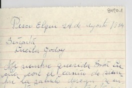 [Carta] 1954 ago. 24, Pisco Elqui, [Chile] [a] Lucila Godoy