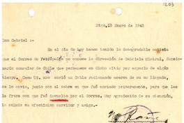 [Carta] 1943 ene. 13, Santiago, Chile [a] don Gabriel
