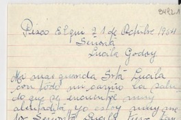 [Carta] 1954 oct. 21, Pisco Elqui, [Chile] [a] Lucila Godoy