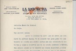 [Carta] 1924 dic. 4, [México D. F.] [a] Gabriela Mistral