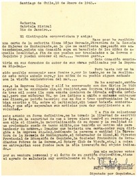 [Carta] 1943 ene. 18, Santiago, Chile [a] Gabriela Mistral, Río de Janeiro, Brasil